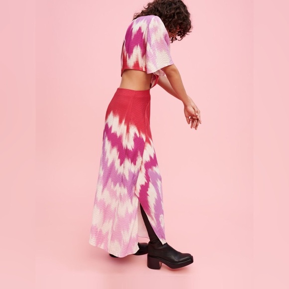 Maje Asymmetrical Tie-Dye Scarf Dress – Pink | Size 34/XS - Picture 4 of 7